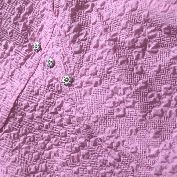 Sister Jane Pink Wrap Dress Puff Sleeves Asymmetrical - Picture 10 of 10